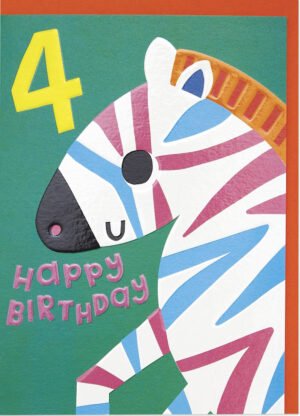 כרטיס ברכה Age 4 - Zebra