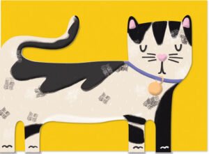 כרטיס ברכה Black & White Cat